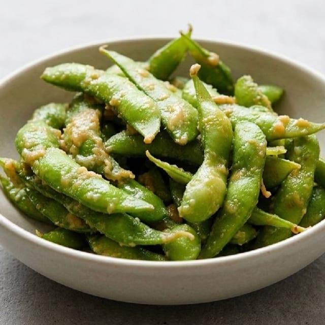 Spicy Garlic Edamame.