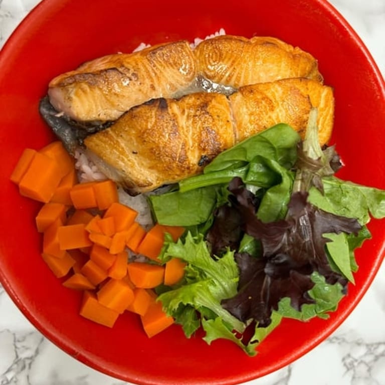 Savor our salmon bowl